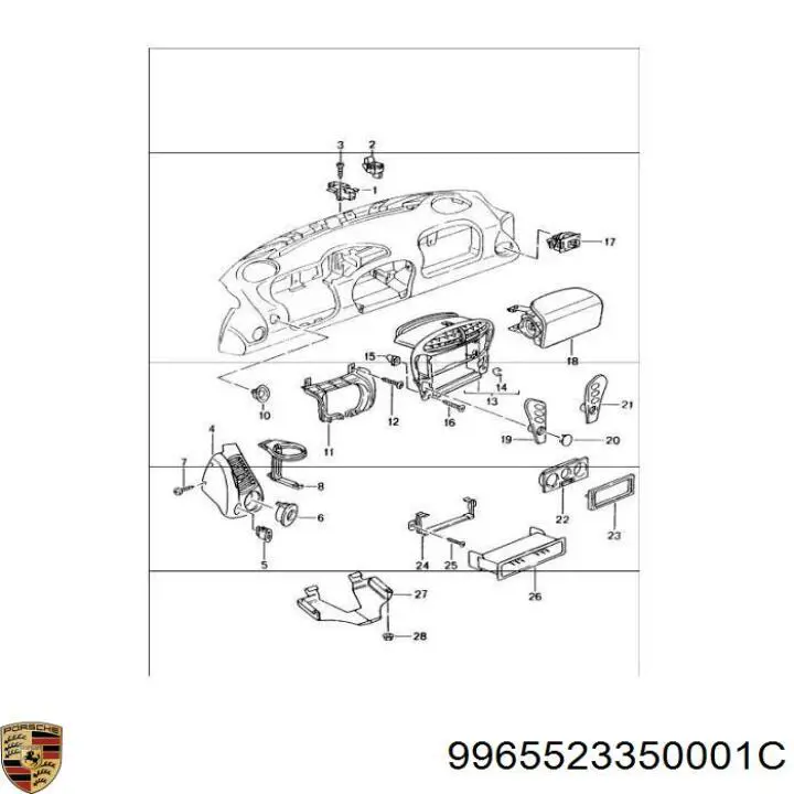 Попільничка центральної консолі Porsche 9965523350001C ціна, від 109.26 USD