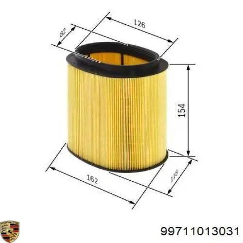 Елемент повітряного фільтра Porsche 99711013031 ціна, від 22.54 USD