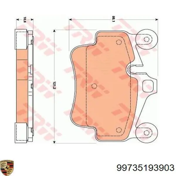Купити 99735193903 Porsche Колодки гальмівні передні, дискові