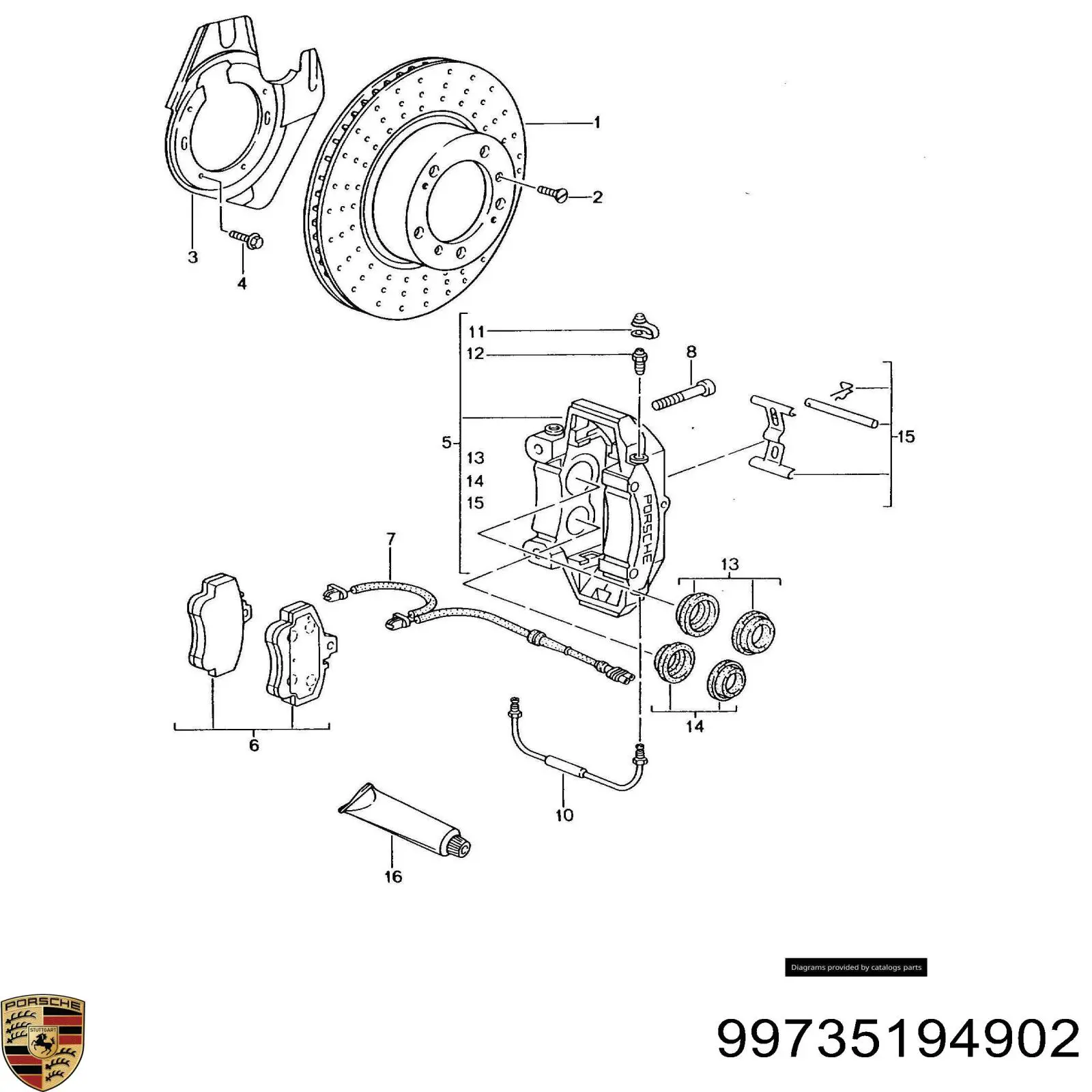 Купити 99735194902 Porsche Колодки гальмівні передні, дискові