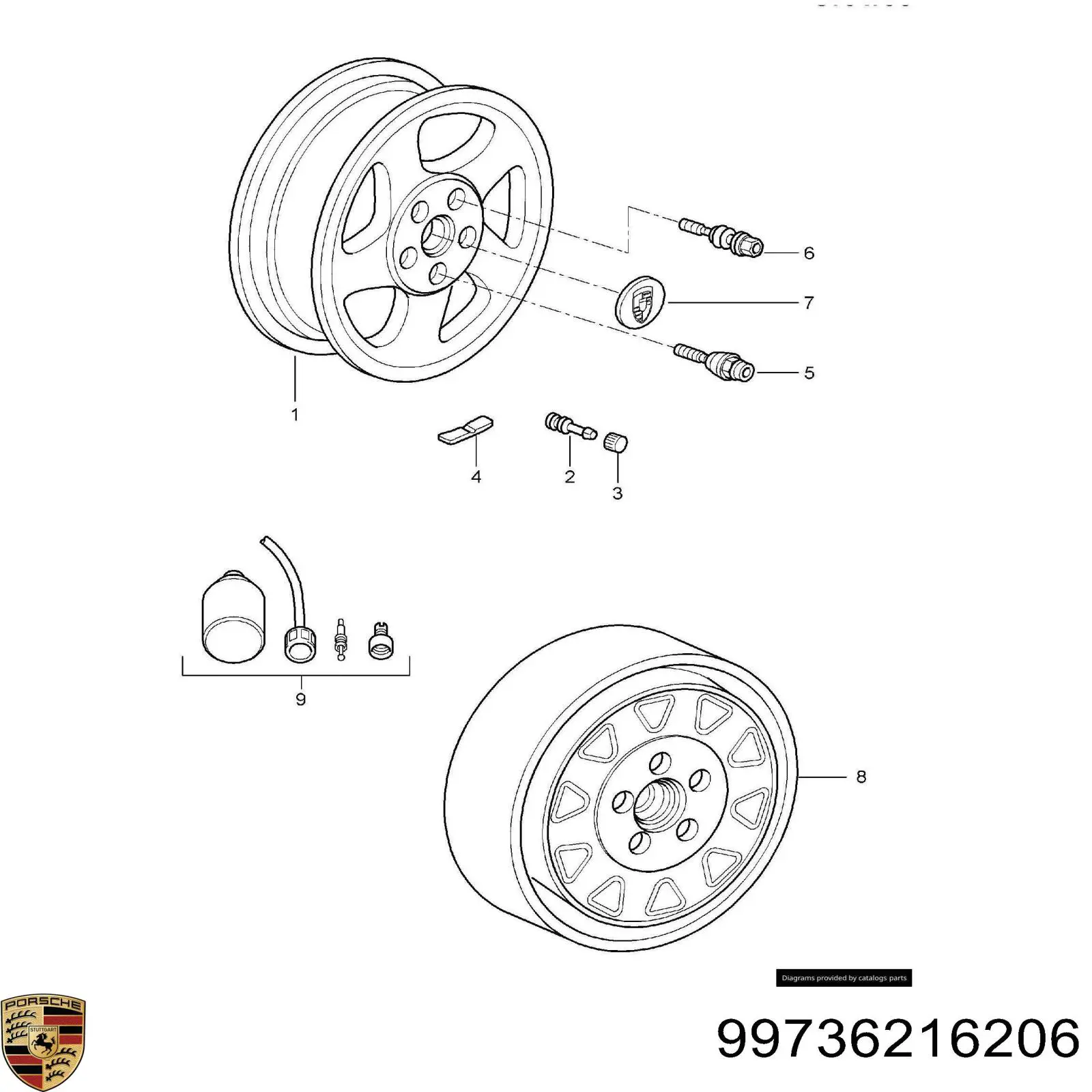 99736216206 Porsche Диски литі (легкосплавні, титанові)