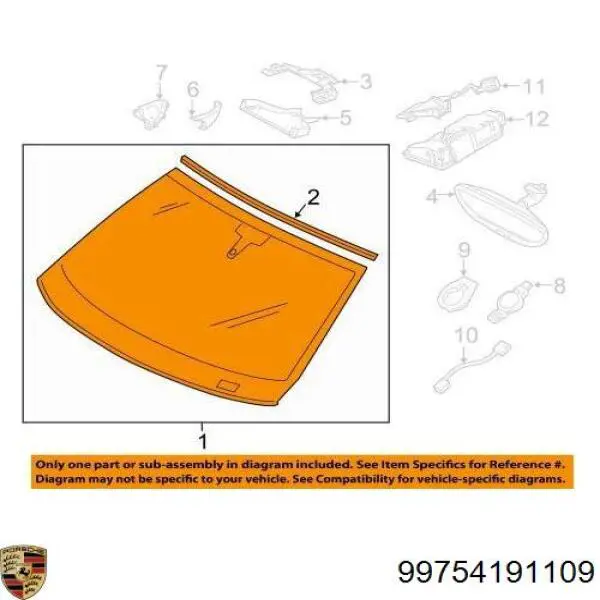 Лобове скло 99754191101 Porsche