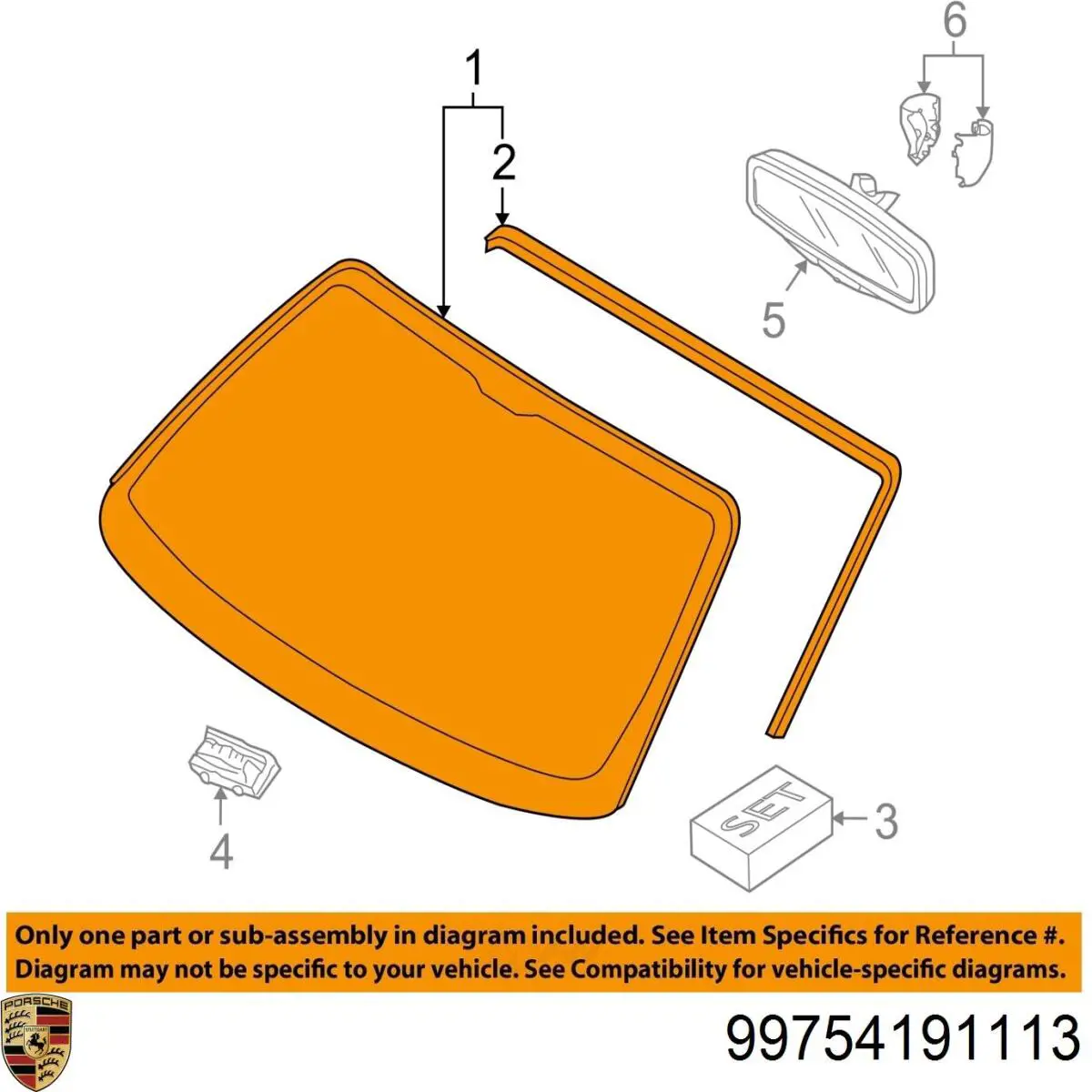 Скло лобове Porsche 99754191101