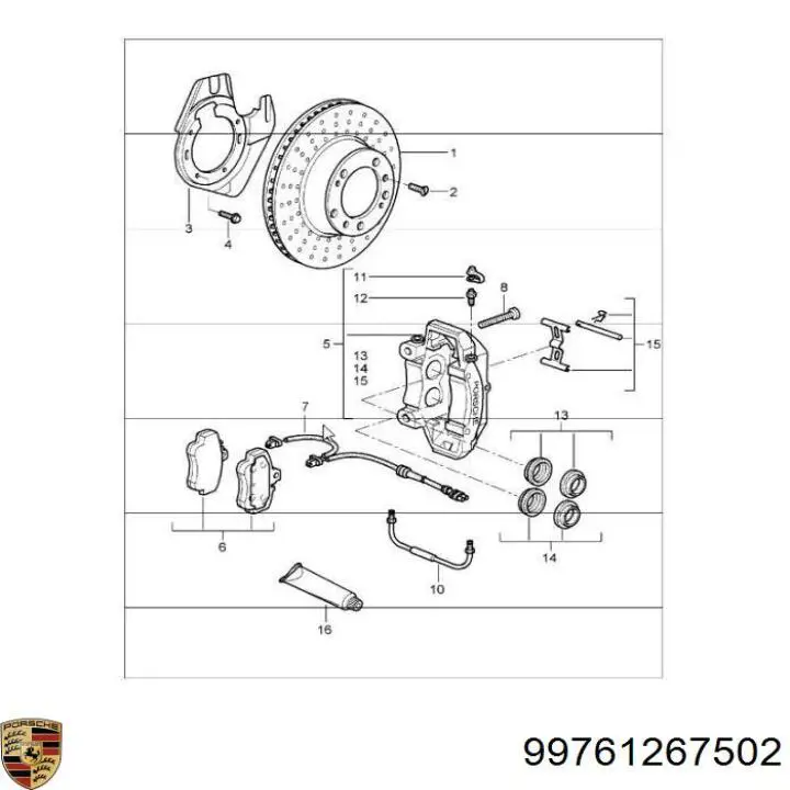 Купити 99761267501 Porsche Датчик зносу гальмівних колодок, передній лівий
