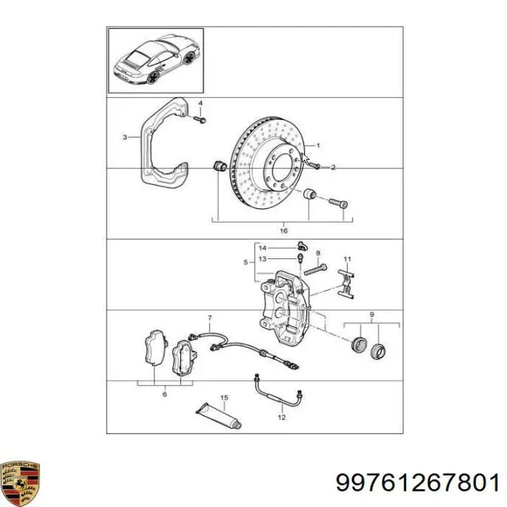 Сигналізатор знос гальмівних колодок Porsche 99761267801 ціна, від 12.02 USD