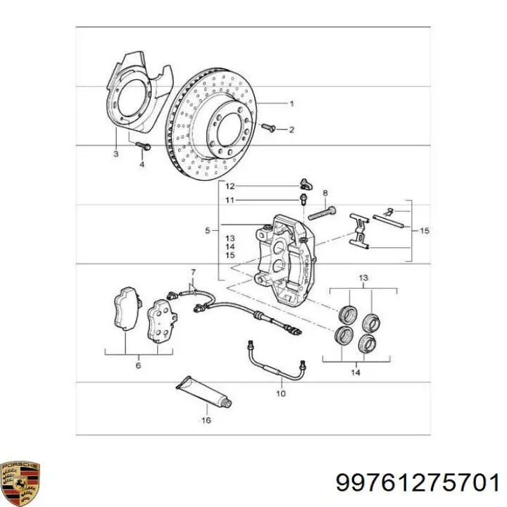 99761275701 Porsche Датчик зносу гальмівних колодок, передній лівий