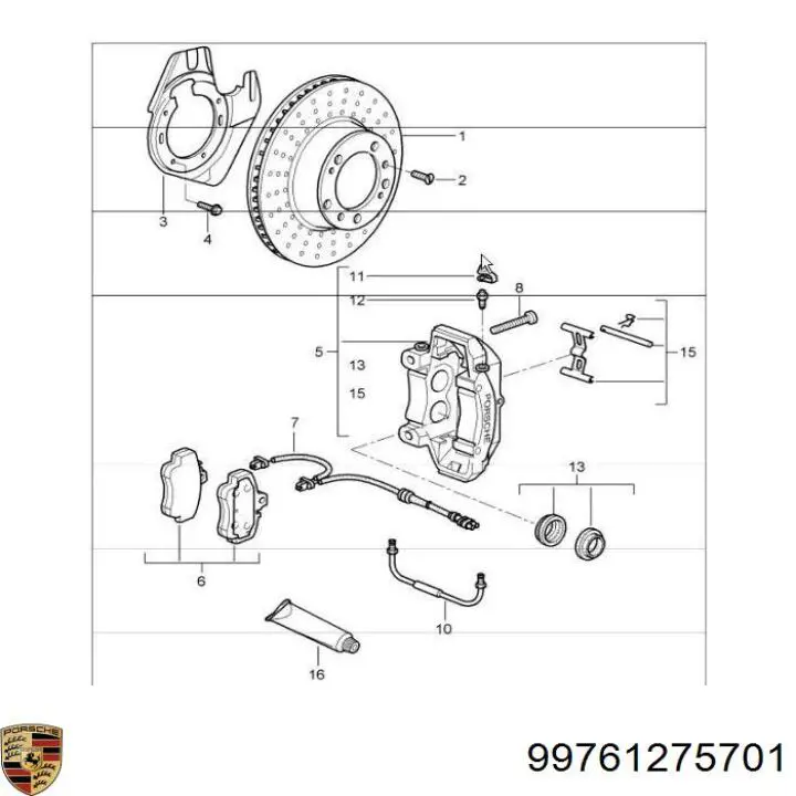 Датчик зносу гальмівних колодок, передній лівий Porsche 99761275701 ціна, від 17.52 USD