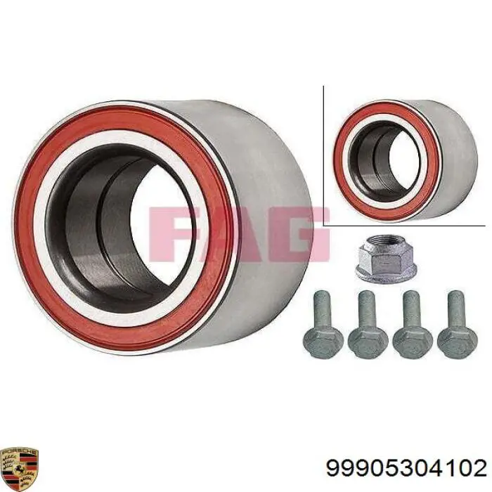Комплект підшипник маточини передньої Porsche 99905304102 ціна, від 44.69 USD