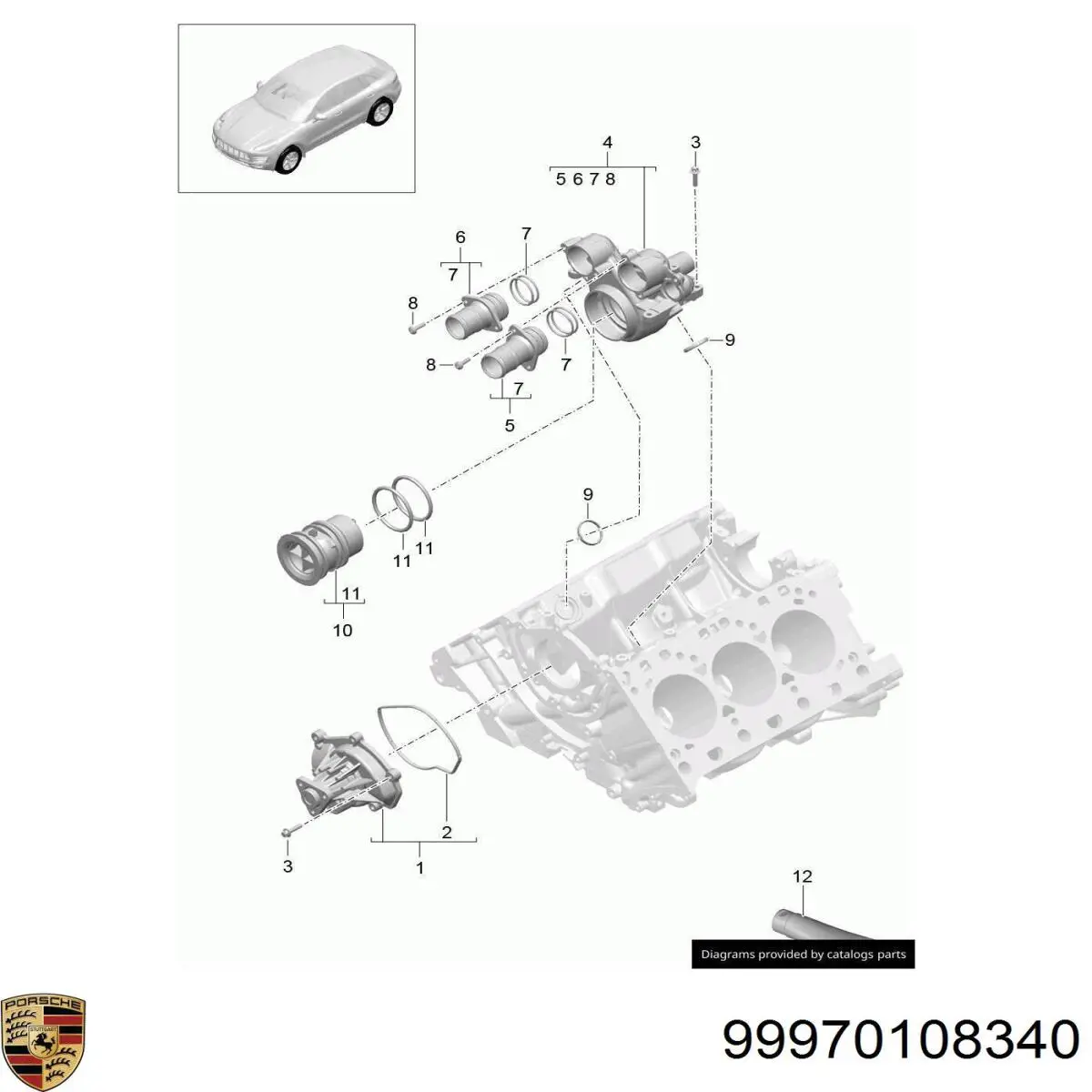 Прокладка термостата Porsche 99970108340 ціна, від 18.96 USD