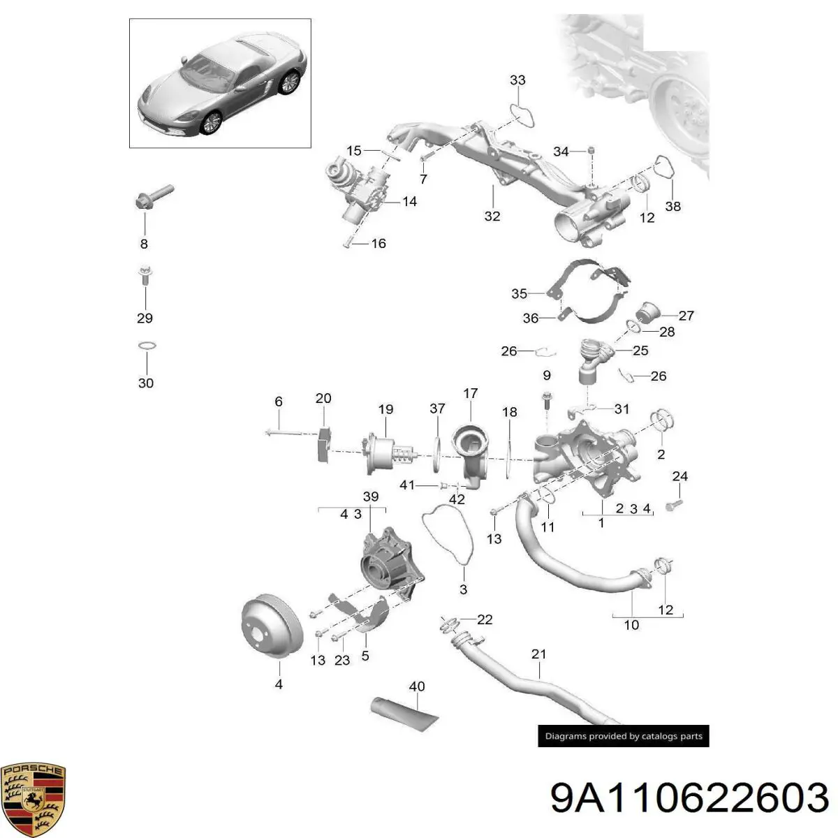 Купити 9A110622602 Porsche Термостат в корпусі