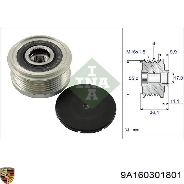 Генератор Porsche 9A1603018BX ціна, від 204.56 USD