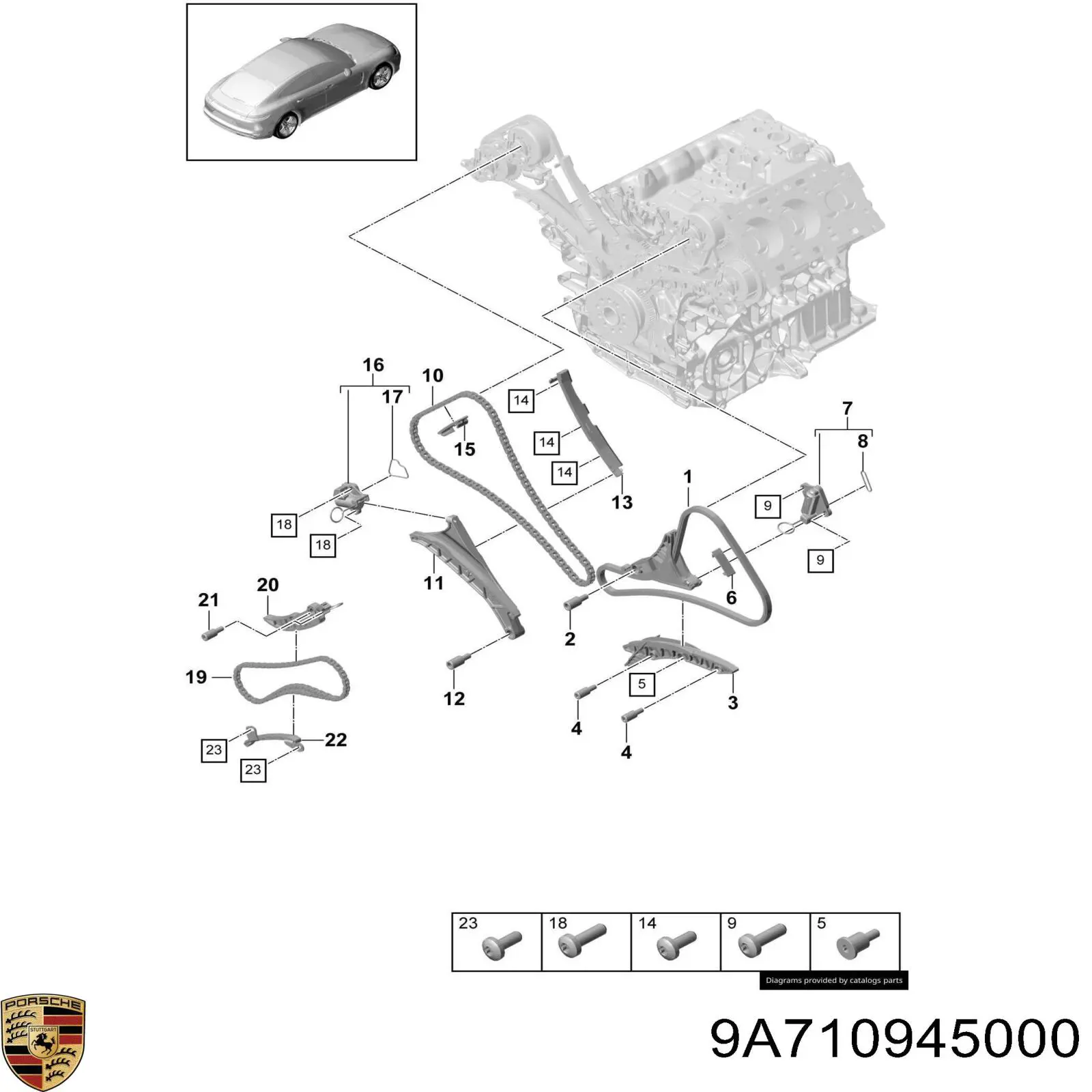 9A710945000 Porsche Ланцюг приводу распредвала