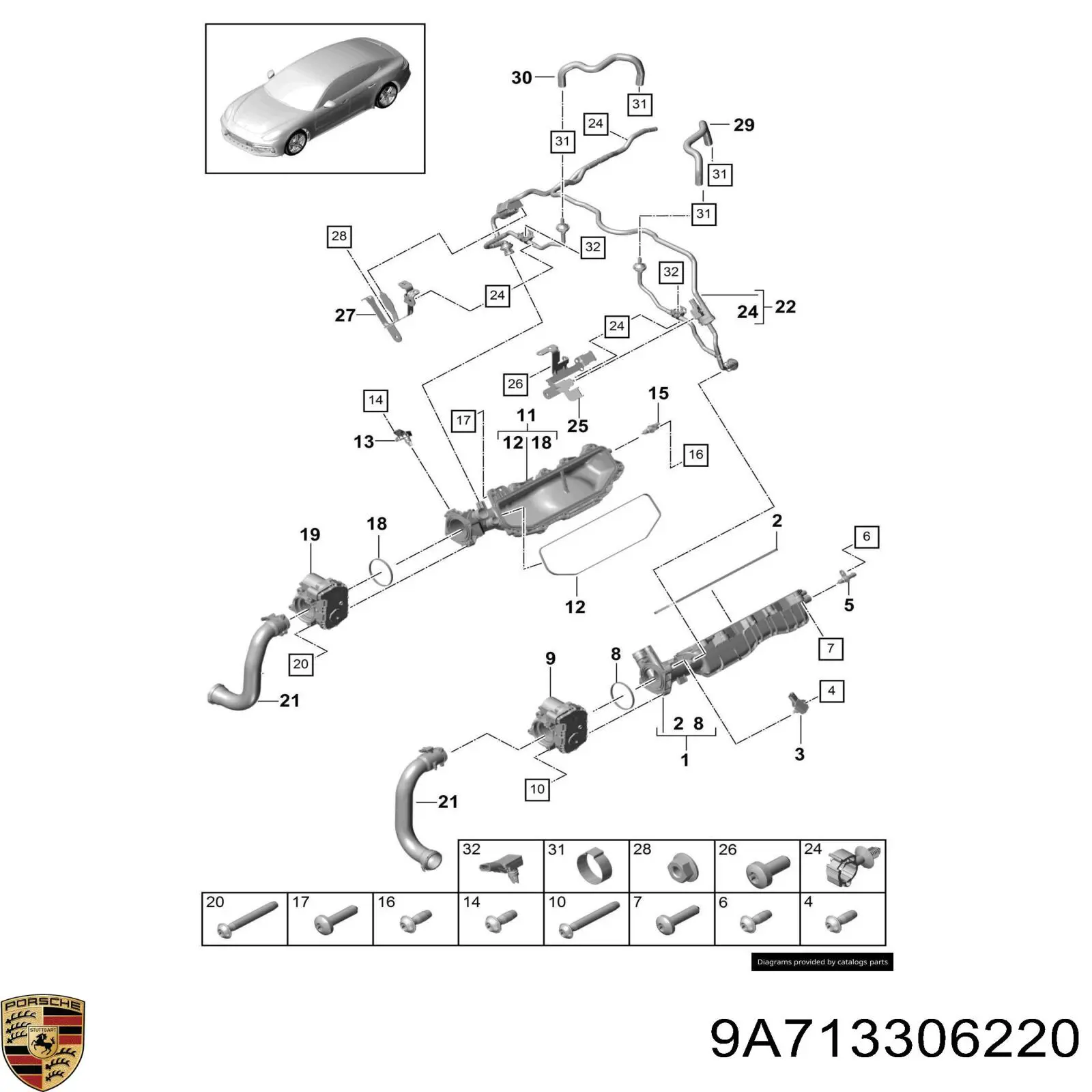 Дросільна заслінка в зборі 9A713306220 Porsche