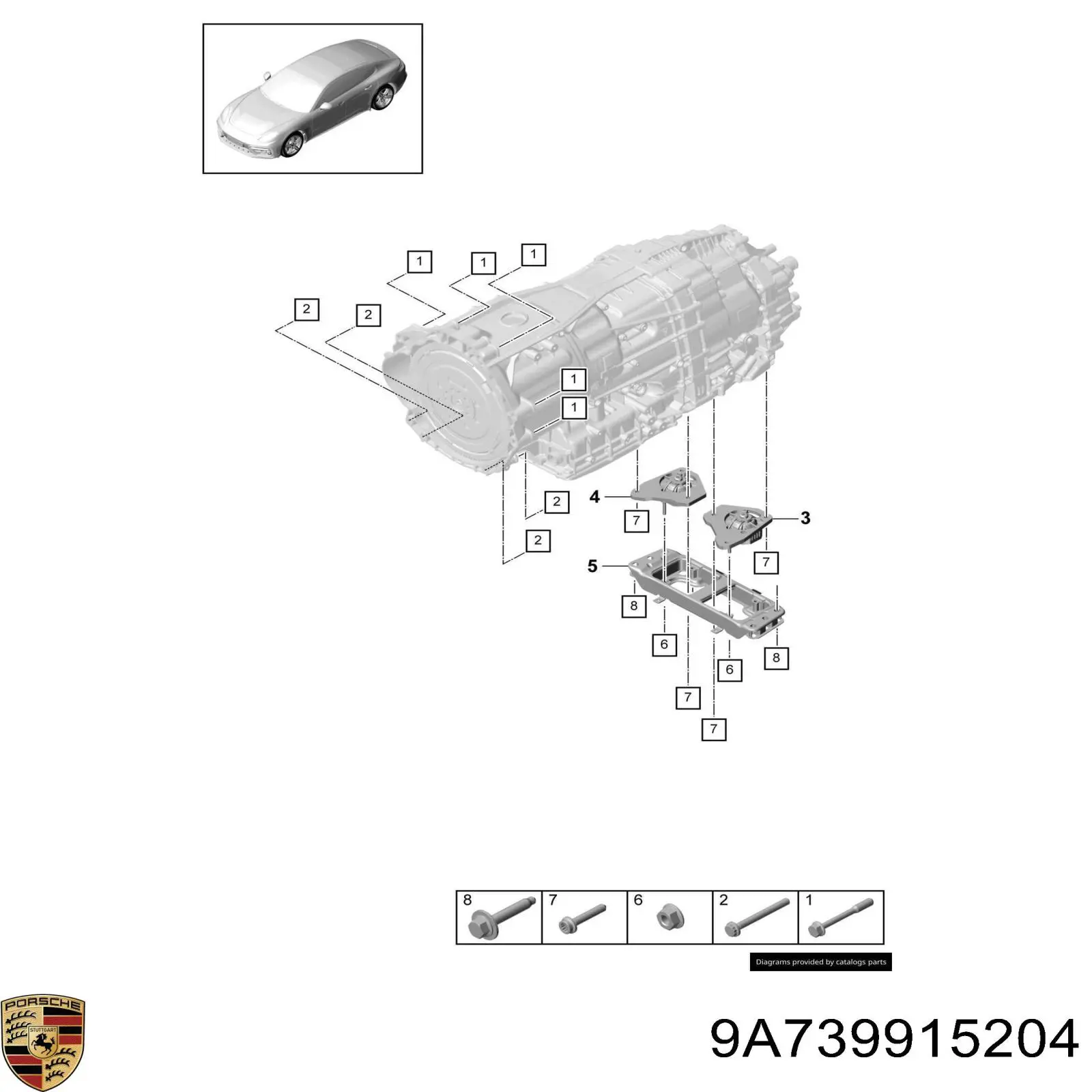 9A739915204 Porsche Подушка трансмісії (опора коробки передач), права