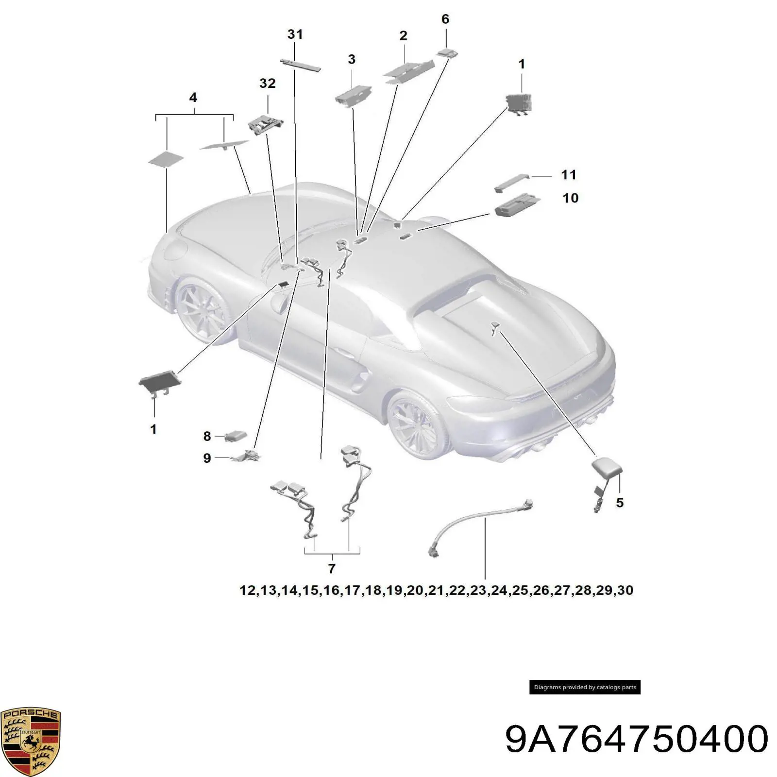  Porsche 9A764750400 ціна, від 590.30 USD