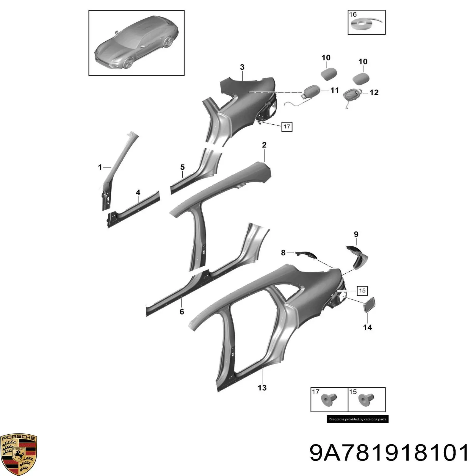 9A781918101 Porsche Решітка вентиляційна задня