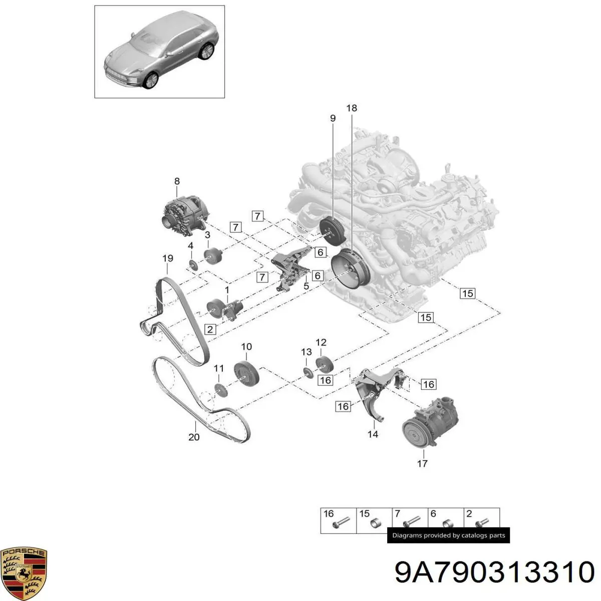  Porsche 9A790313310 ціна, від 202.15 USD