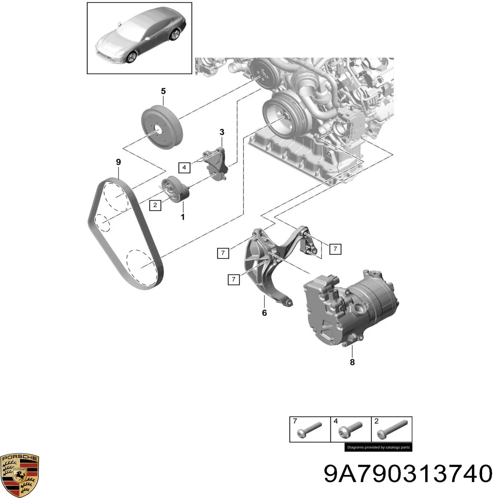 Ремінь приводний, агрегатів 9A790313740 Porsche