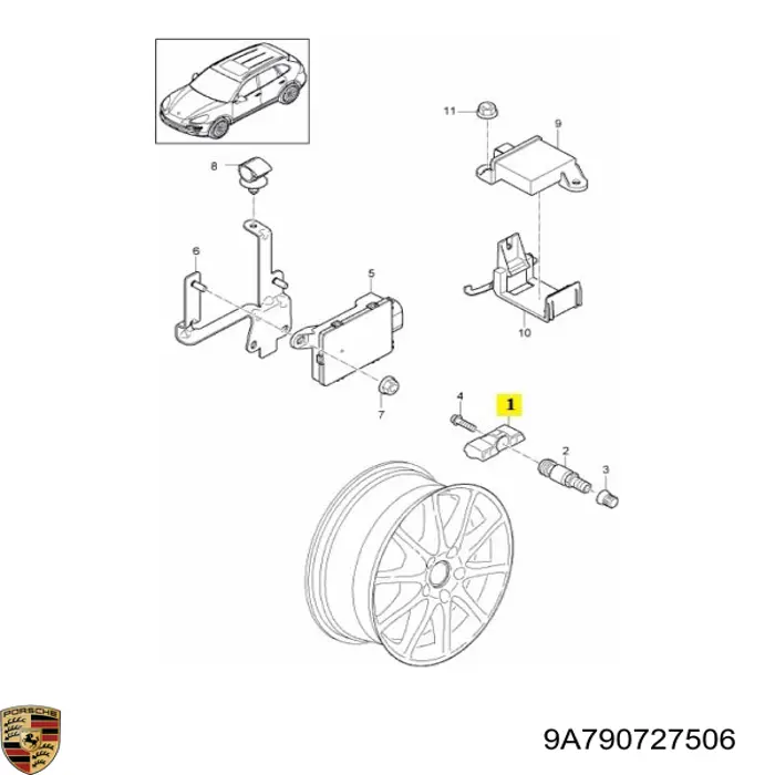 Манометр повітряний Porsche 9A790727506 ціна, від 27.57 USD