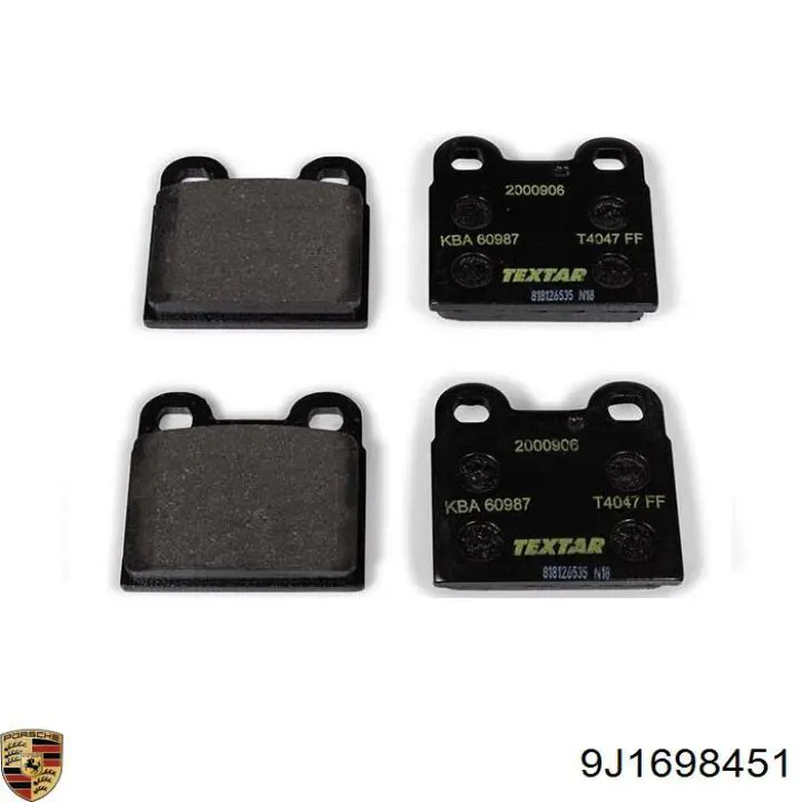 9J1698451 Porsche Колодки гальмівні задні, дискові