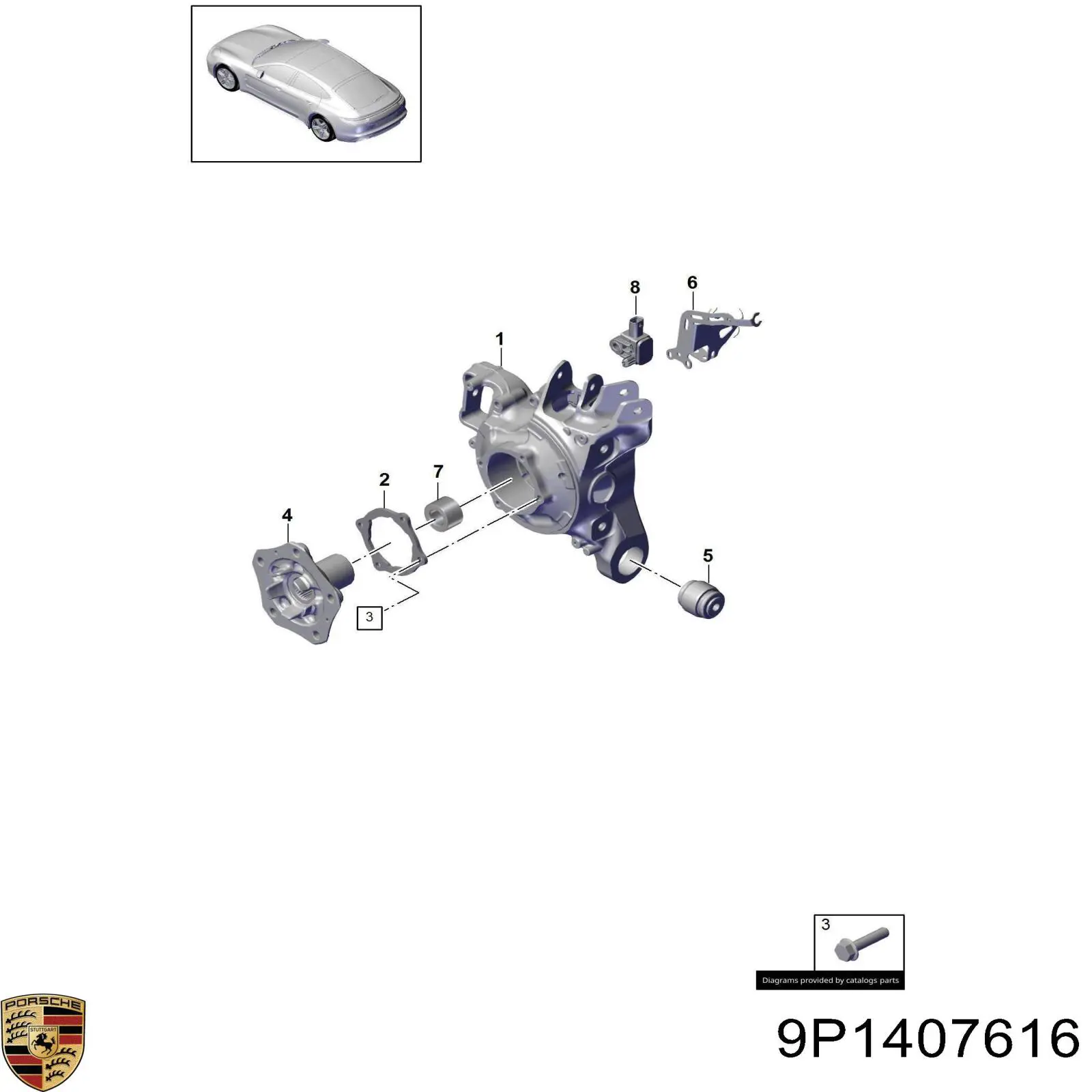 9P1407616 Porsche Маточина (передня)