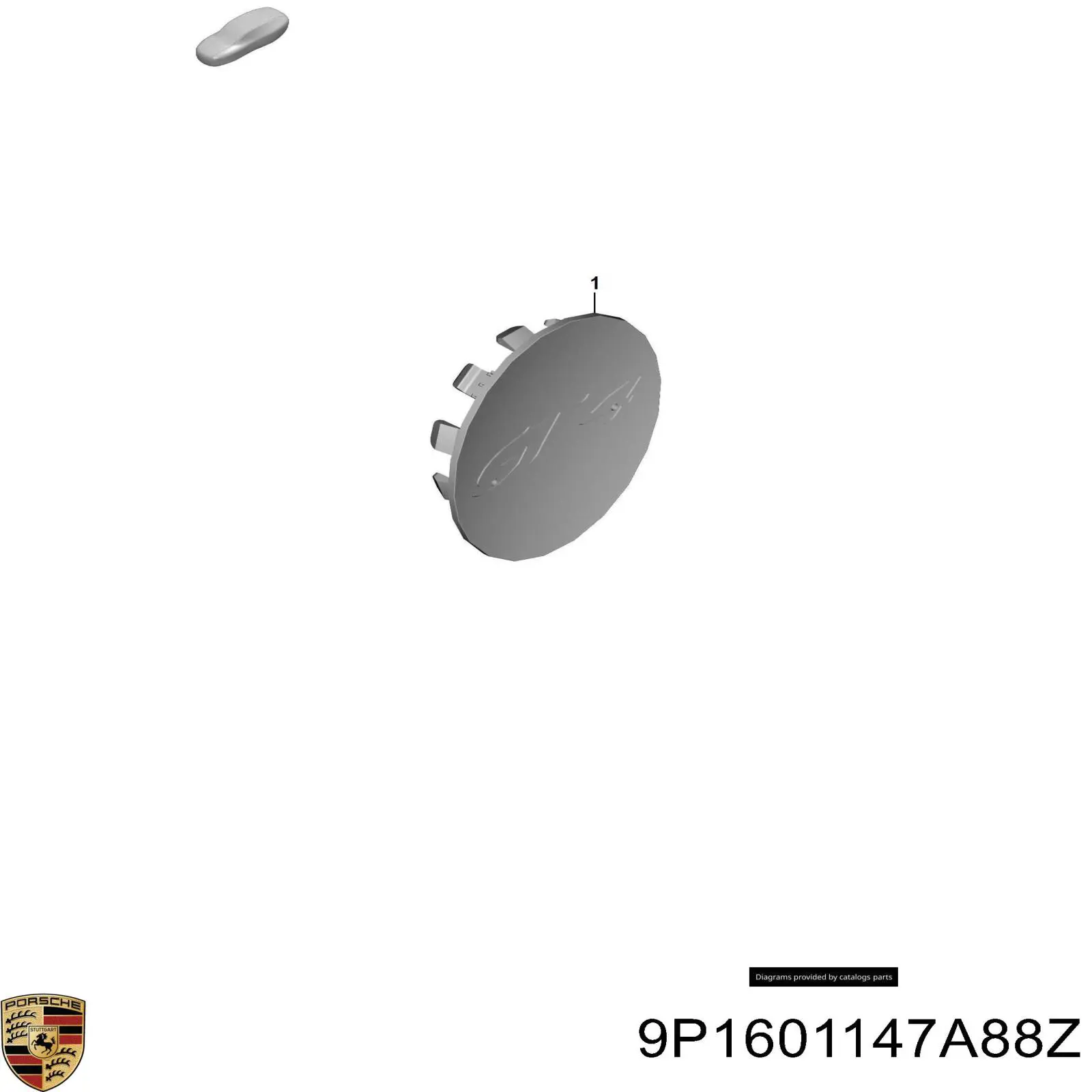 Ковпаки на диски Porsche 9P1601147A88Z ціна, від 146.60 USD