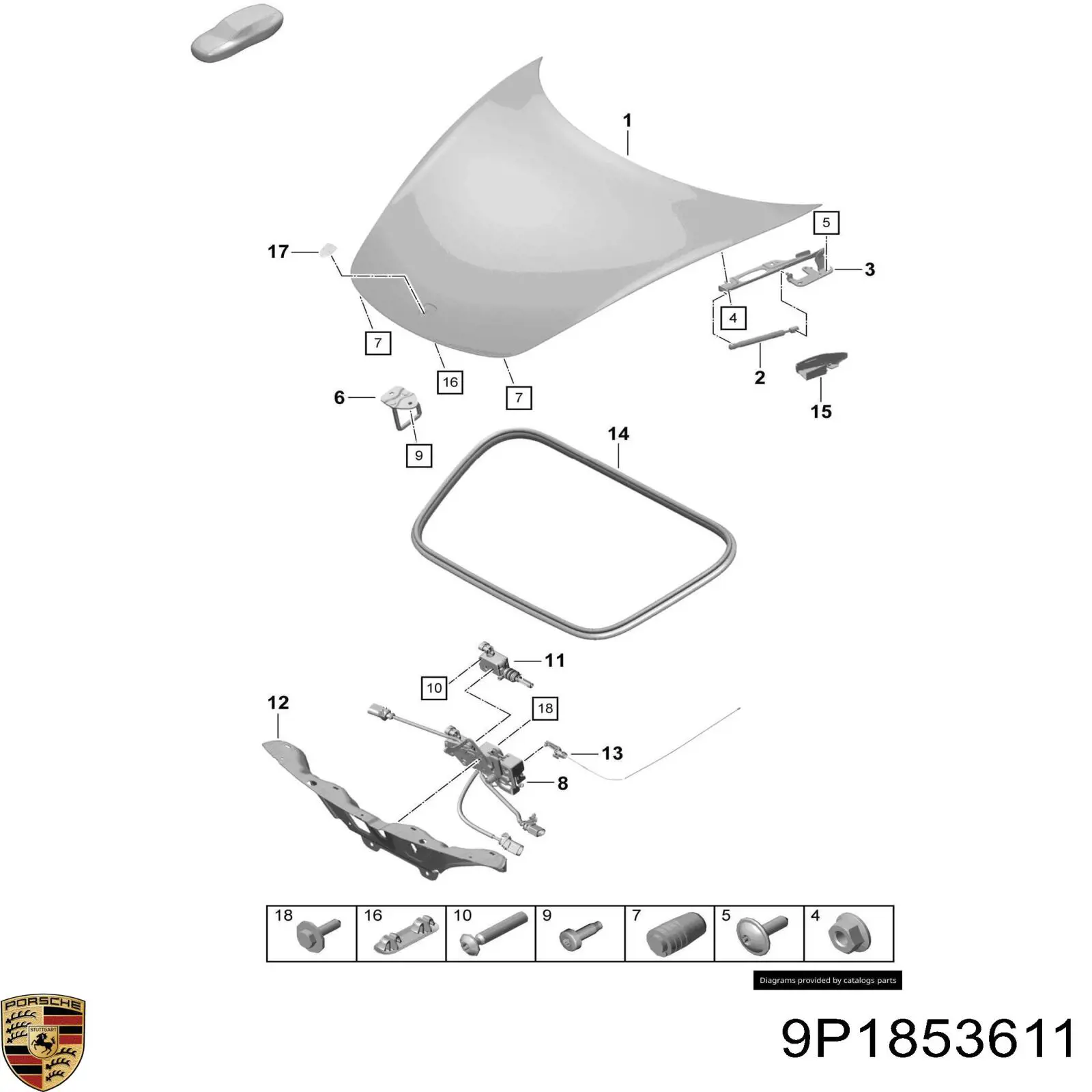  Porsche 9P1853611 ціна, від 13.92 USD