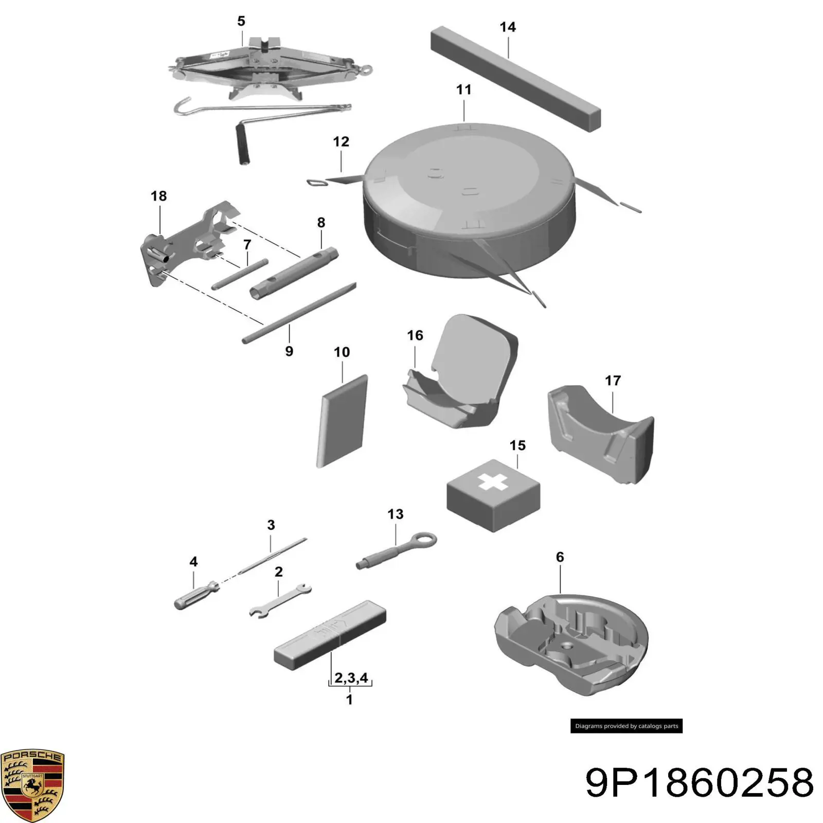  Porsche 9P1860258 ціна, від 550.74 USD