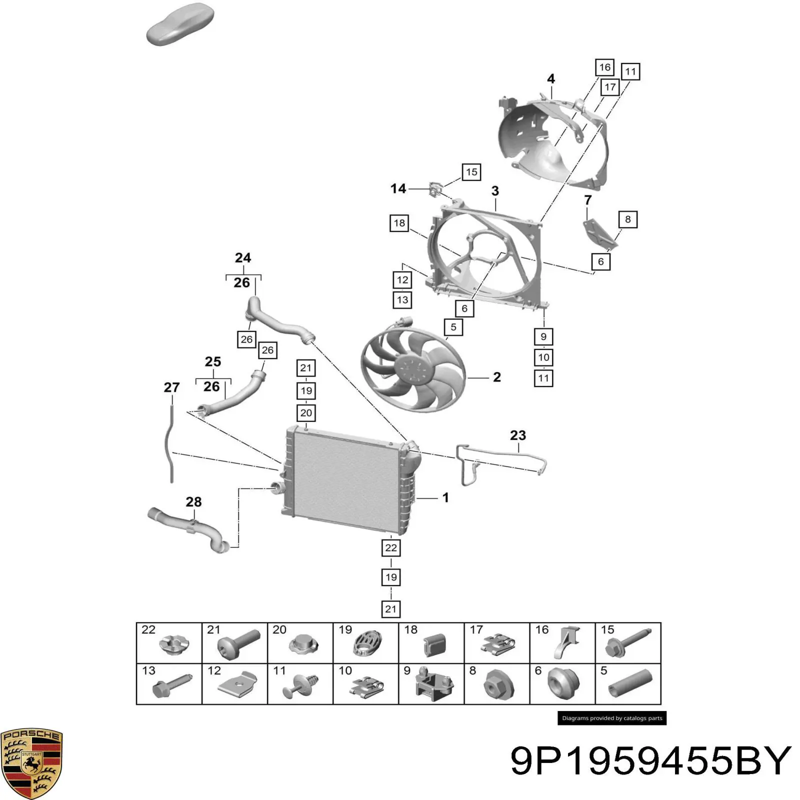 Вентилятор радіатора Porsche Cayman купе (982) (2016 - 2026) ціна, від 530.10 USD
