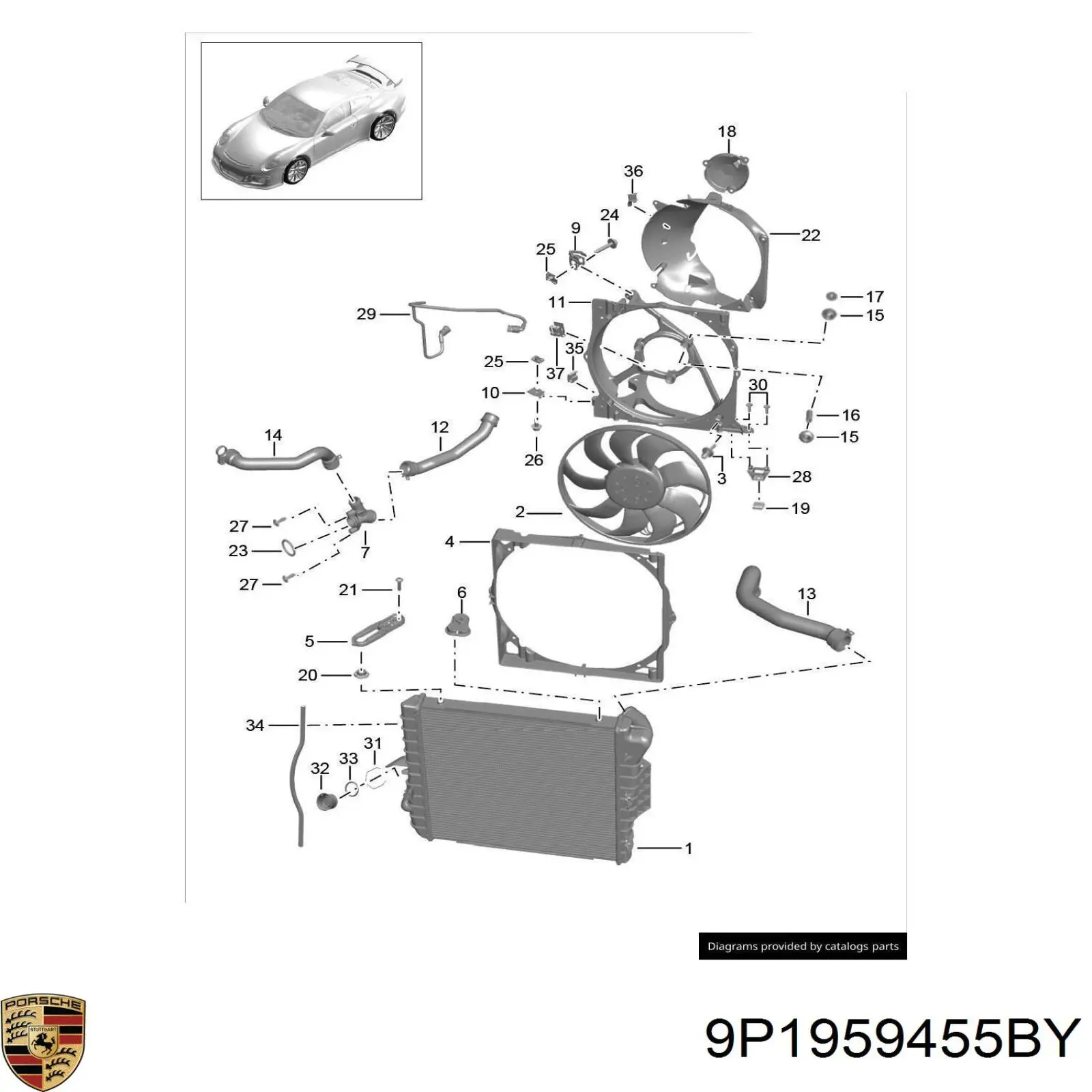Купити Вентилятор охолодження радіатора Porsche Cayman  982