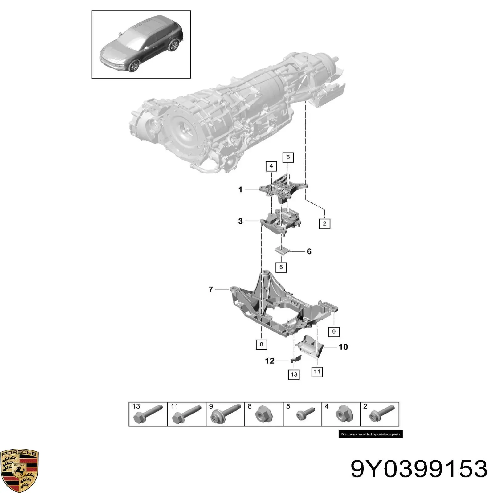 9Y0399153B Porsche Опора кпп