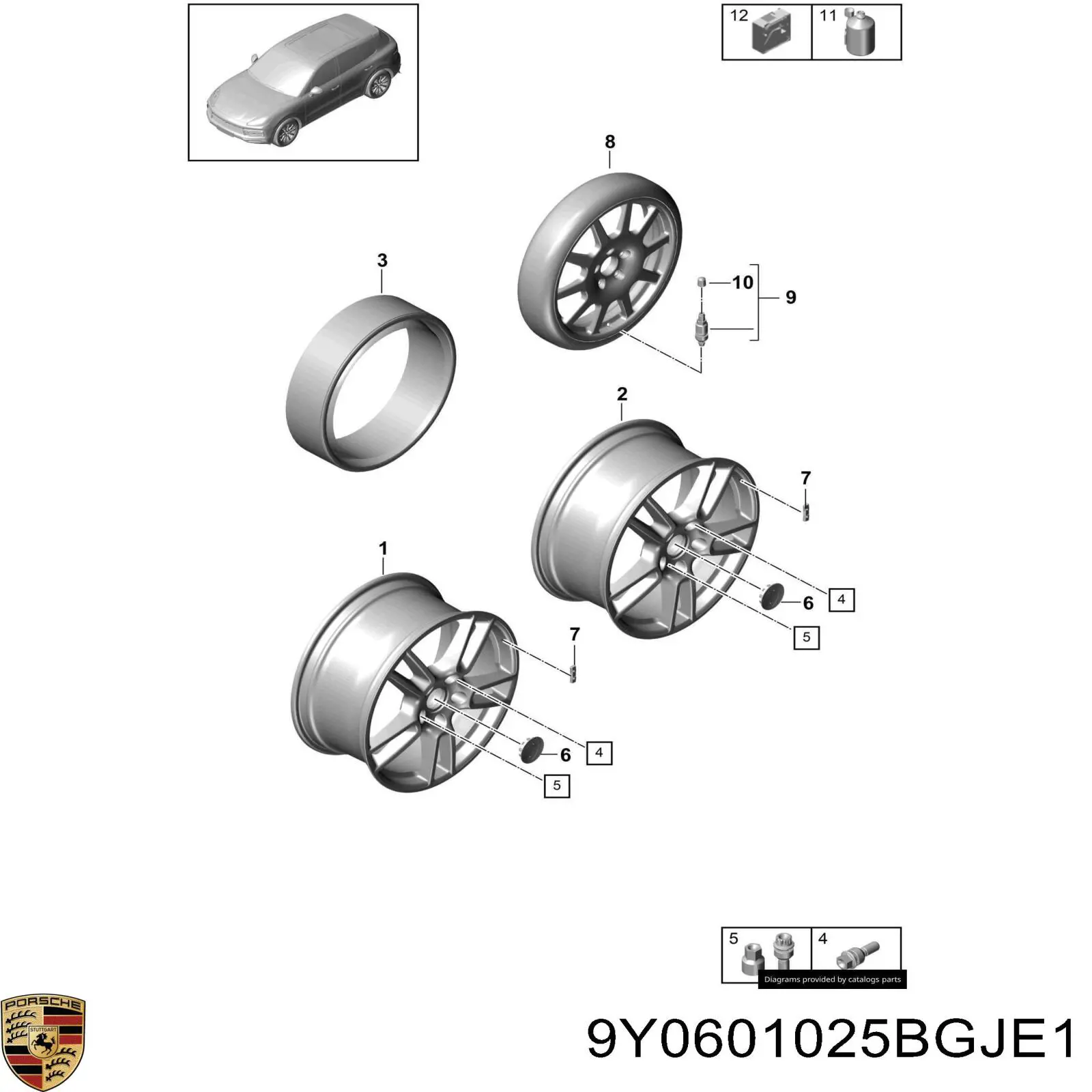 9Y0601025BGJE1 Porsche Диски колісні литі (легкосплавні, титанові)