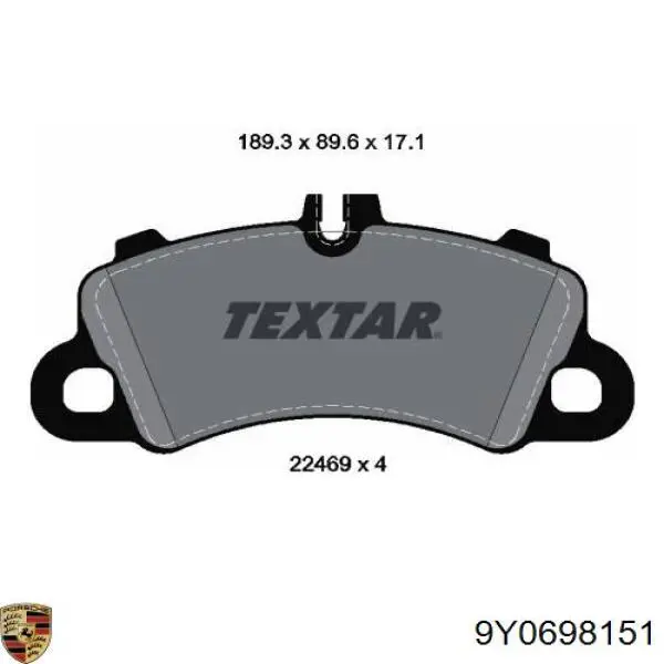 Колодки гальмівні передні, дискові 9Y0698151 Porsche