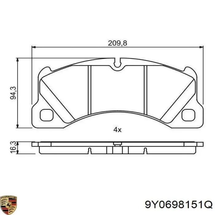 Купити 9Y0698151Q Porsche Колодки гальмівні передні, дискові