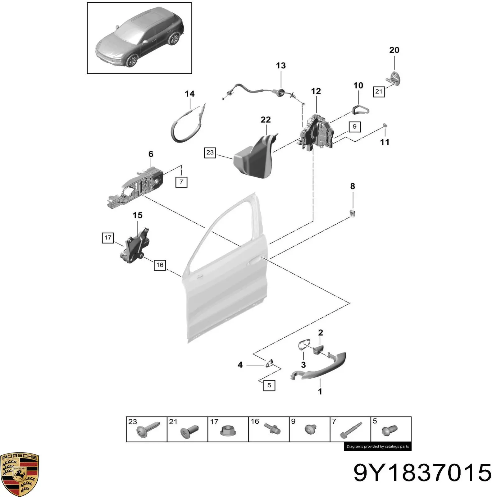 Замок передньої двері, лівої Porsche Cayenne позашляховик (9YA) (2017 - 2026) ціна, від 248.59 USD