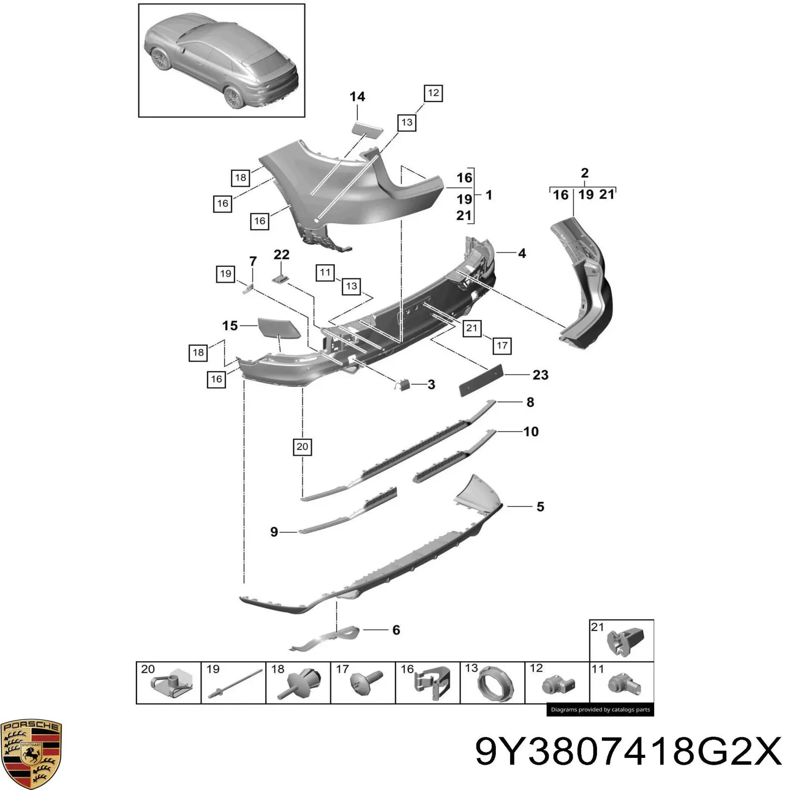  Porsche 9Y3807418G2X ціна, від 275.94 USD