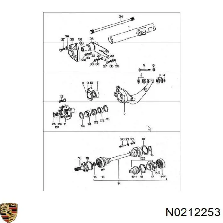 Гайка болта кріплення переднього важеля, нижнього Porsche N0212253 ціна, від 2.33 USD