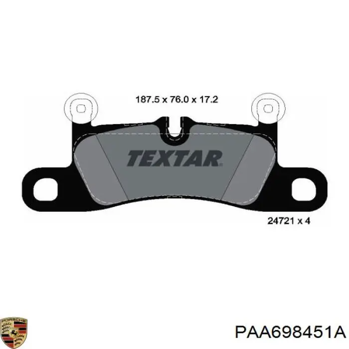 PAA698451A Porsche Колодки гальмівні задні, дискові