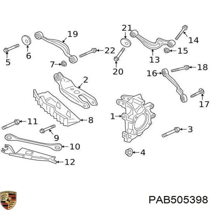 PAB505398 Porsche Важіль задньої підвіски поперечний, правий