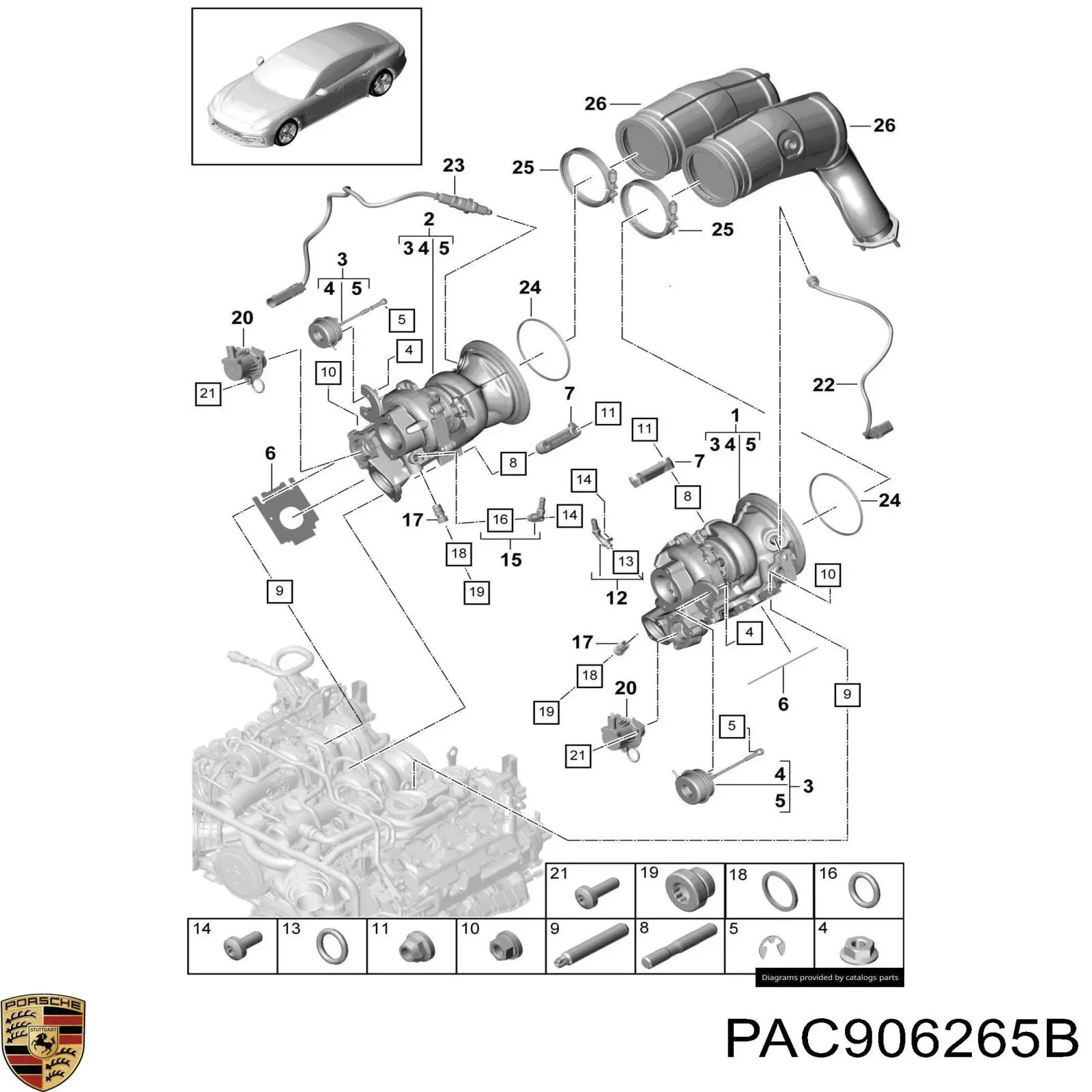 Лямбда зонд до каталізатора, правий Porsche PAC906265B ціна, від 91.67 USD