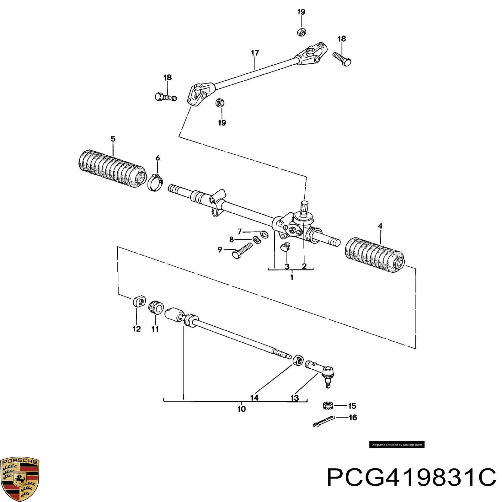 Пильник рульового механізму/рейки, лівий PCG419831C Porsche