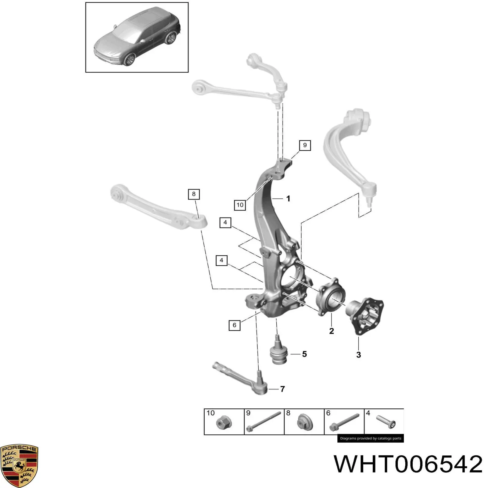 WHT006542 Porsche Болт переднього важеля, верхнього