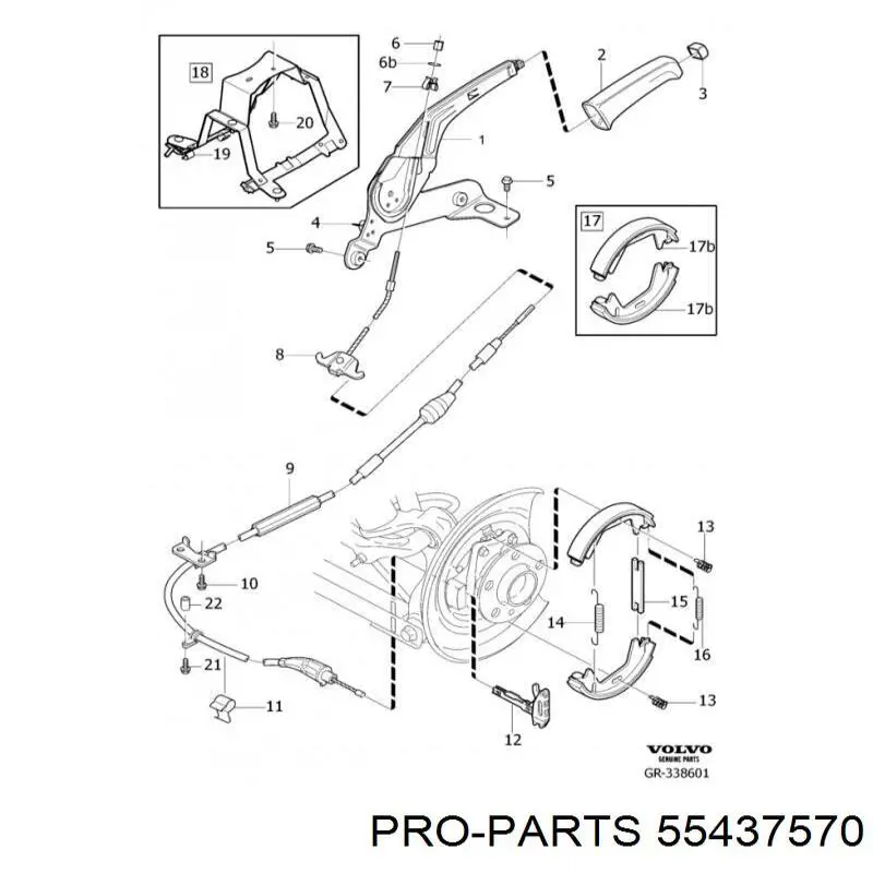 Розтискний механізм колодок гальма стоянки Pro-parts 55437570 ціна, від 19.08 USD
