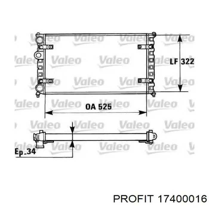 Радіатор охолодження двигуна 17400016 Profit