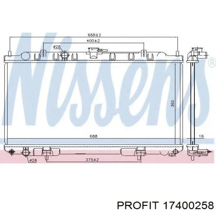 Радіатор охолодження двигуна 17400258 Profit