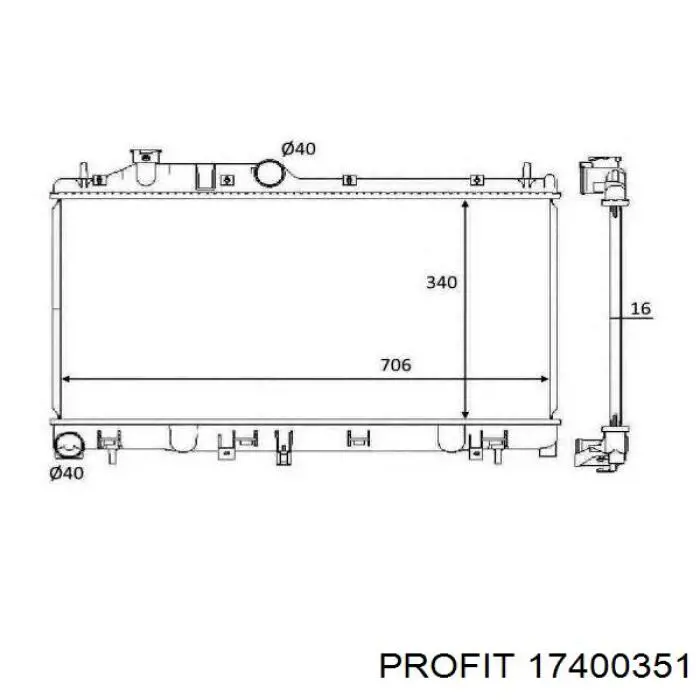 Радіатор охолодження двигуна 17400351 Profit