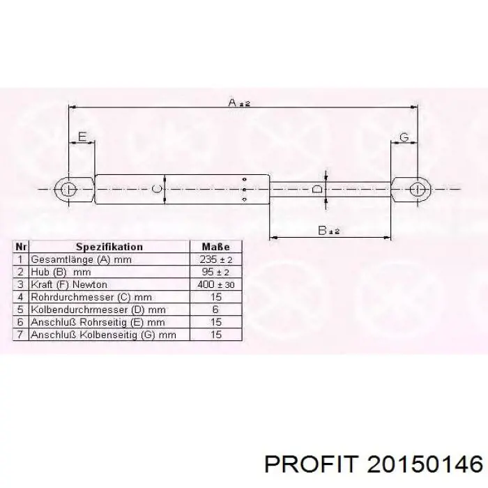 Амортизатор капота газовий Profit 20150146 ціна, від 8.21 USD