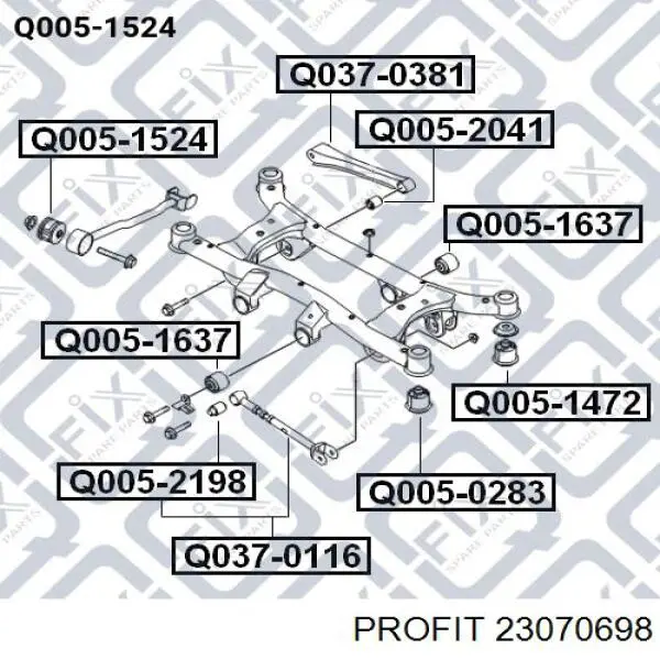 Сайлентблок заднього поздовжнього важеля Profit 23070698 ціна, від 4.09 USD