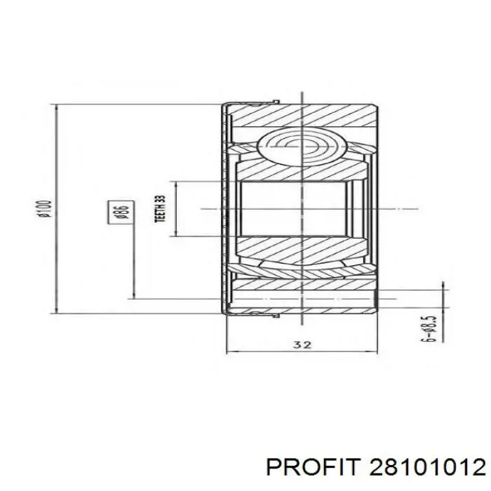 ШРКШ внутрішній, передній Profit 28101012 ціна, від 25.06 USD
