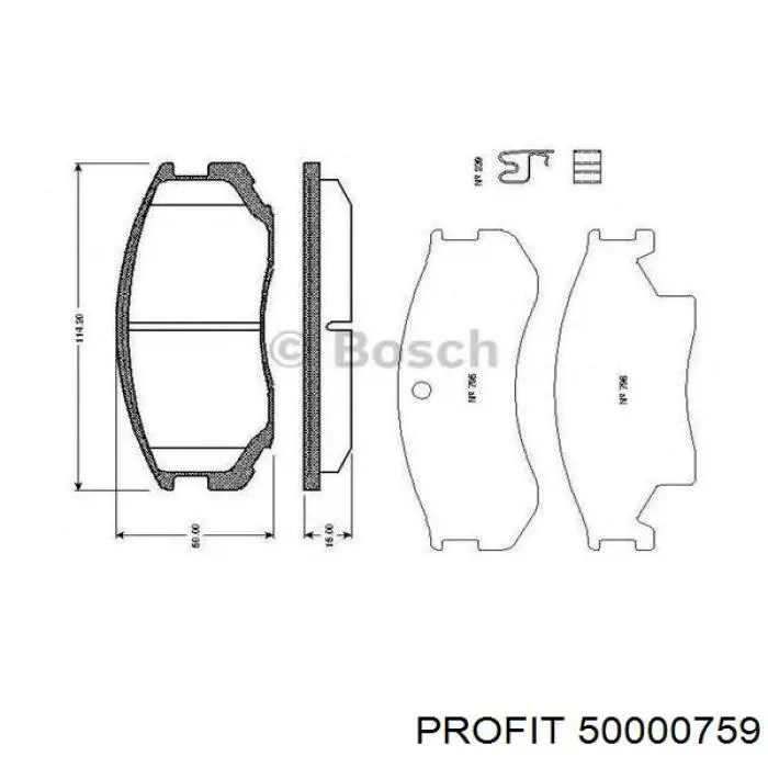 Колодки гальмівні передні, дискові 50000759 Profit